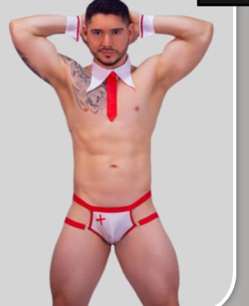 Enfermero Atrevido: Cuello, Corbata y Jockstrap Cod. 0020