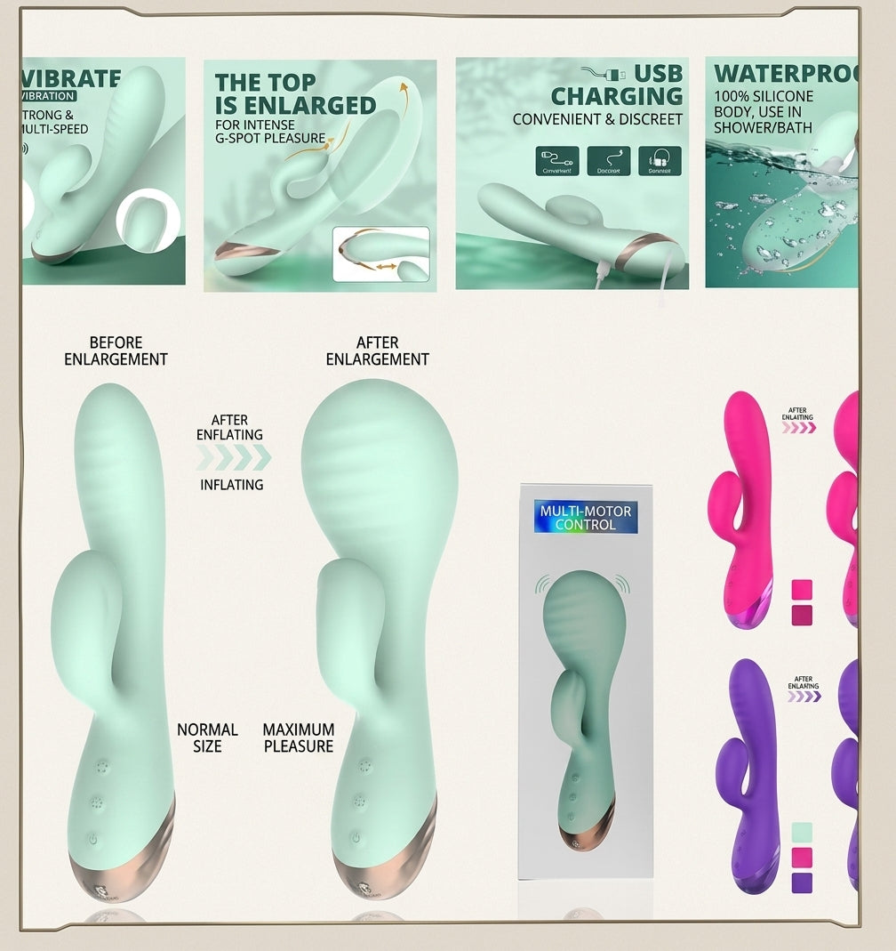 Vibrador Conejo Inflable de Doble Estimulación Fucsia Cod. 3124