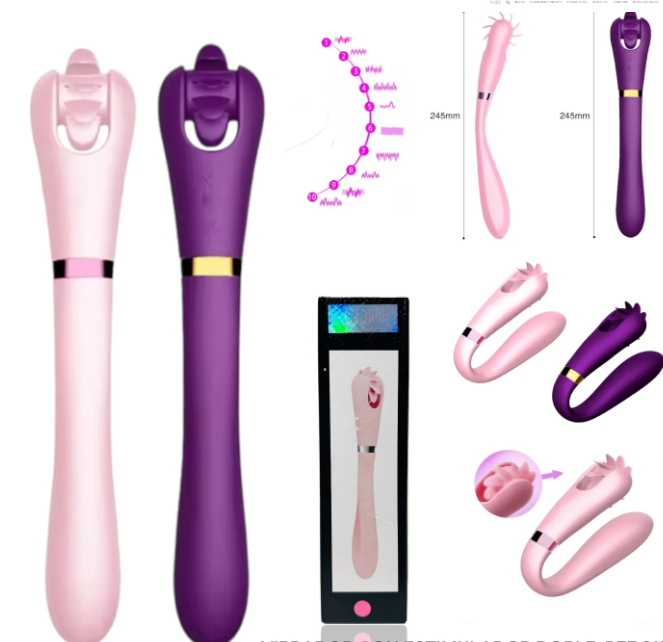 Vibrador Flexible con Estimulador Oral y Lengüetas Giratorias Cod. 3137