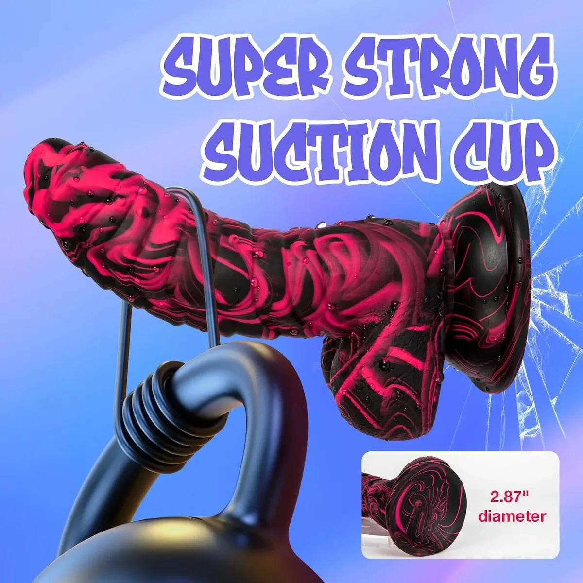 Masturbador Dildo medida 19cm con testiculos Black Red Cod. 2305